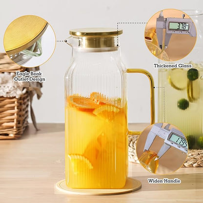 2 Pack 68oz/2 Liter Square Glass Pitcher