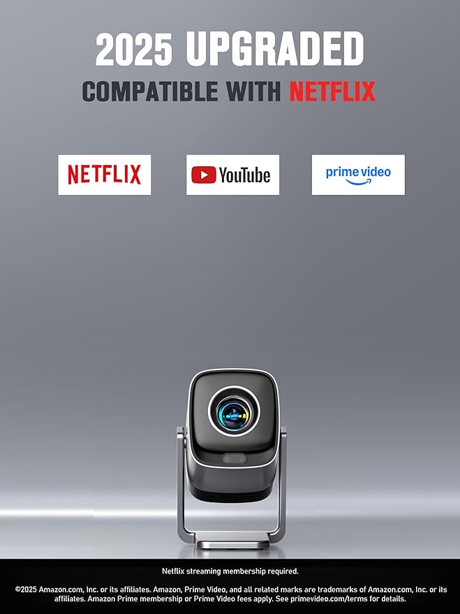 Mini Projector with WiFi and Bluetooth, XuanPad Smart Projector 4K Support