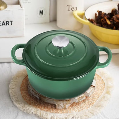 TeamFar Enameled Cast Iron Dutch Oven - 3QT Small Dutch Oven Pot - Heavy Duty