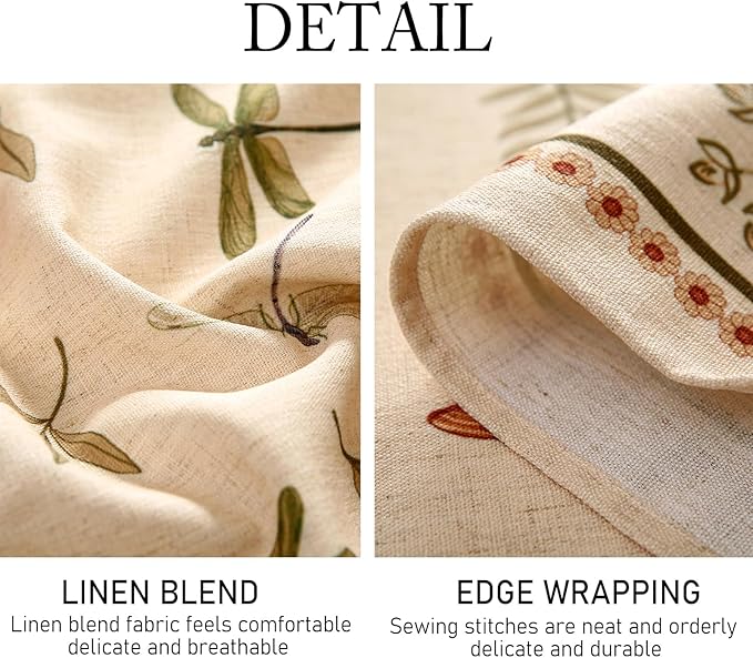 ISAENNE Designer Floral Linen Long Rectangle Tablecloth,French Off White Elegant Table Cloth,Washable Home Decor Tablecloths for Dining Thanksgiving Kitchen Christmas,63"*94"-Grace B