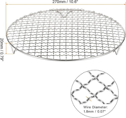 HARFINGTON 2pcs Round Cooking Rack 10.6-inch 201 Stainless Steel Cross Wire Barbecue Grill Net with 20mm Legs for Cooking Baking Steaming BBQ