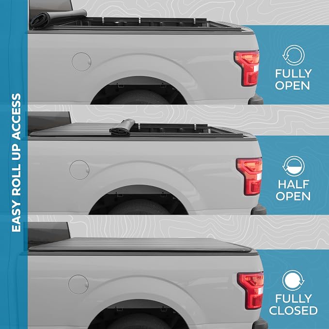 Flag Truck Tonneau Cover for Chevy Silverado 2500HD 3500HD / GMC Sierra 2500HD 3500HD (2014-2018) with 6.6 ft Bed Length, Soft Roll-Up All-Weather Retractable Truck Bed Cover