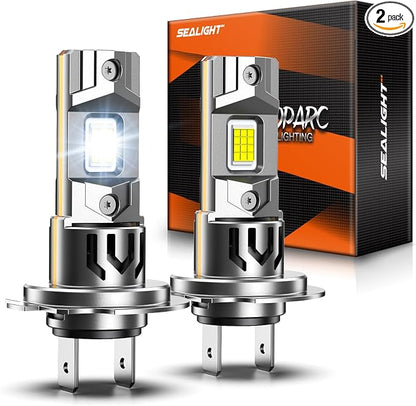 SEALIGHT H7 Bulb For Fog/ATV, 75000LM 2026 New Modle, 6500K Eye-protected, Wireless Non-polarity 1:1 Size Easy Installation, 10 Years Lifespan, 2 Pack
