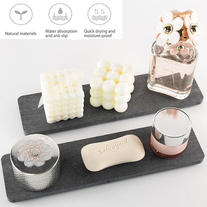 NiuYichee 2 Pcs Water Absorbing Stone Trays, Kitchen/Bathroom Sink Soap Dish