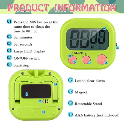 Xuhal 100 Pieces Digital Kitchen Timer Bulk, Small Magnetic Timers