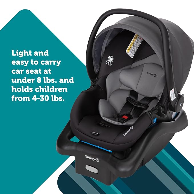 Safety 1st Smooth Ride Travel System Stroller and OnBoard FLX Infant Car Seat, Newborn to Toddler Baby Combo, Easy-Install, Large Canopy, Ample Storage, Foldable, Rear-Facing 4-30 lbs, Monument
