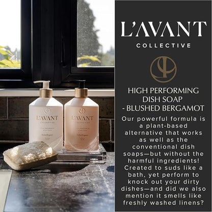 L'AVANT Natural Dish Soap, Plant-Based Grease Cutter, 16 Fl Oz Bergamot | Plant-based grease cutting, non-toxic formula, refillable glass pump bottle, gentle on hands, kid and pet safe, cruelty-free