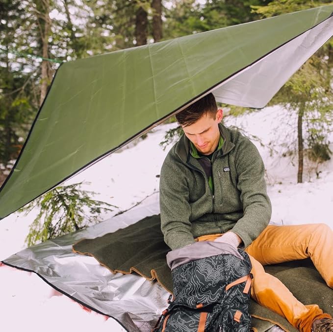 Arcturus Insulated Tarp, Reusable Heavy Duty Thermal Survival Blanket ??60x82in, Reflects 90% Body Heat, Waterproof, Windproof, 3-Layer Design, Reinforced Grommets, Desert Camo
