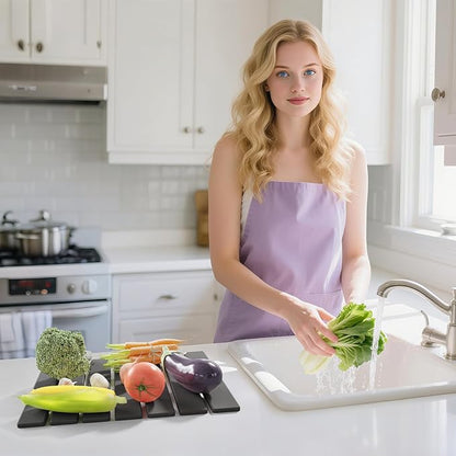 Stone Dish Drying Mat for Kitchen Counter, 15.5''x11.8'' Foldable Quick Dry