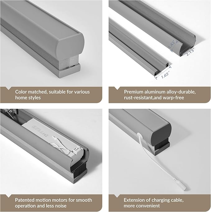 Boolegon Motorized Blinds with Remote, Light Filtering Smart Blinds, Automatic