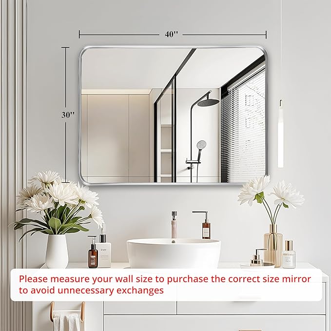 Fabuday Bathroom Mirror Silver 30x40 Inch