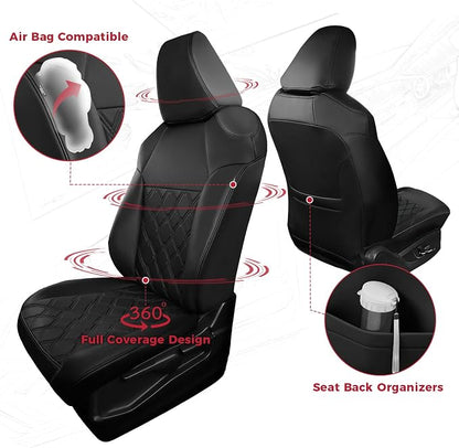 FREESOO for Toyota Corolla Seat Covers L LE 2020 2021 2022, Luxury Leather Seat Covers for Cars, Custom Fit Car Seat Covers, Waterproof Car Seat Cover Cushions Protector, Black Full Set