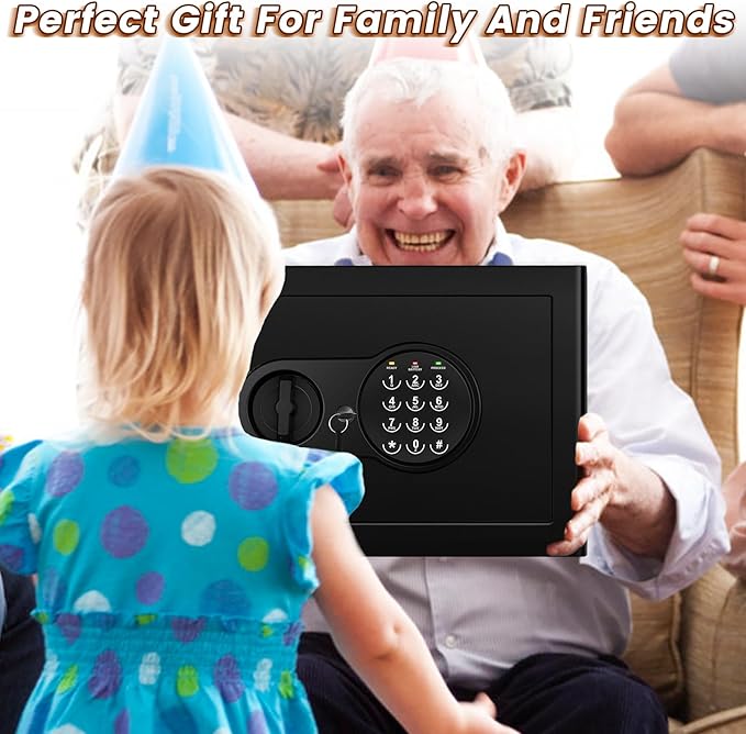 Safe Box with Fireproof Waterproof Bag, Home Safe with Keys & Pass Code & Wall