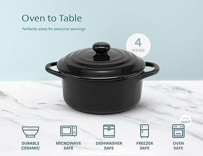 Kook Ceramic Mini Cocotte Set, Small Casserole Dishes