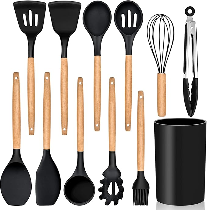 Kitchen Utensils Set of 12, E-far Silicone Cooking Utensils