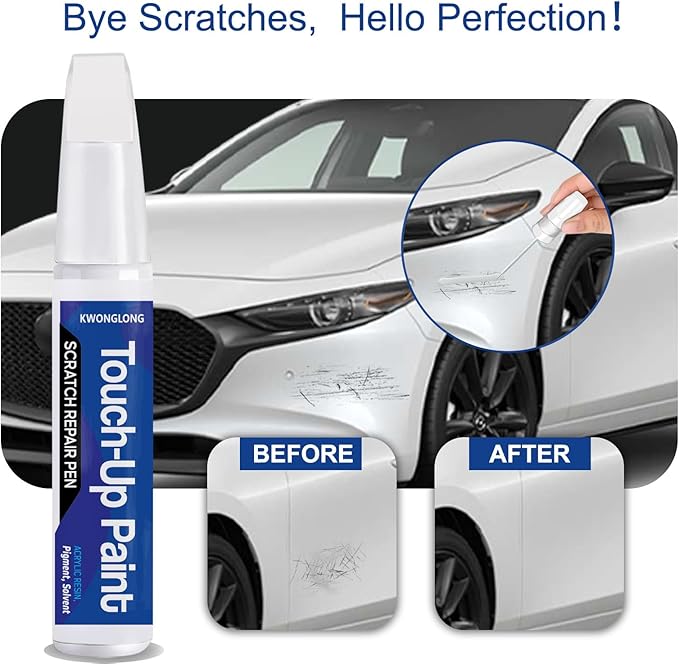 Touchup Paint for Mazda 45P Sonic Silver, 2-in-1 Scratch Repair Pen Exact Color Match, Car Scratch Repair Pen for Mazda 3/6/CX-30/CX-5/CX-9/CX-90