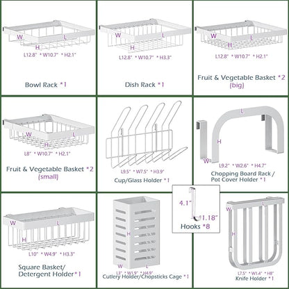 PUSDON Over Sink Dish Drying Rack Stainless Steel, Adjustable Large Dish Drainer