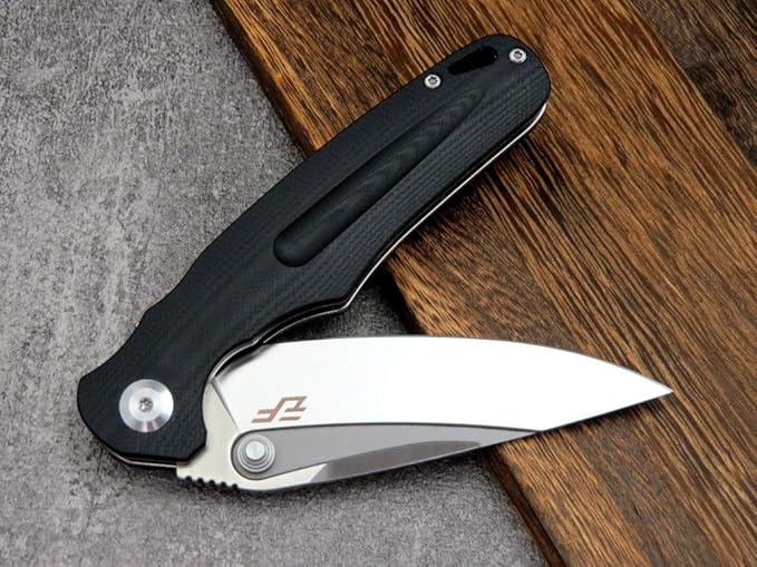 Eafengrow EF967 Pocket Folding Knife G10 Handle D2 Blade EDC Tactical Knife for Outdoor Camping Hiking(Black)