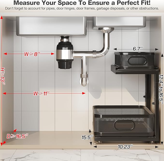 2 Pack Under Sink Organizer