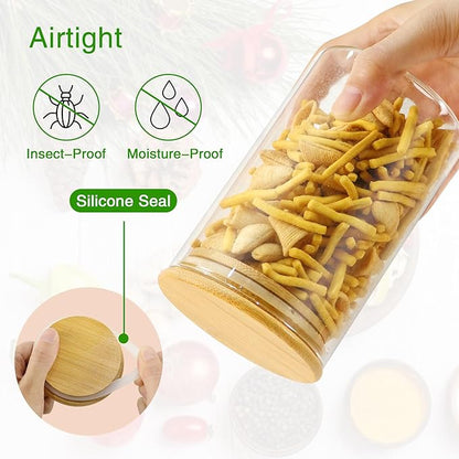 BGraceyy Glass Jars with Bamboo Lids 20 oz