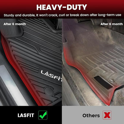 LASFIT Floor Mats for Ford Explorer 2020-2021 6 Passenger TPE Custom Fit All Weather Protector Anti-Slip Floor Liners, 2021 2020 Explorer 6 Seats Accessories, 1st 2nd & 3rd Row, 4pcs Black