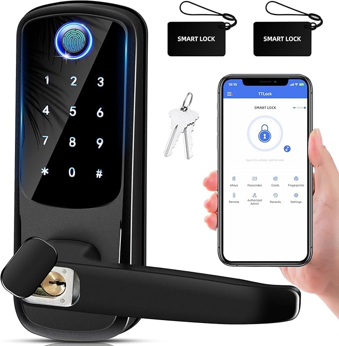 Smart Door Lock with Handle, Keyless Entry Digital Lock