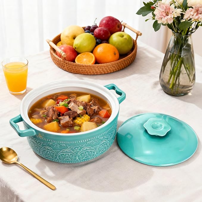 Elsjoy 2 Quart Round Ceramic Casserole Dish