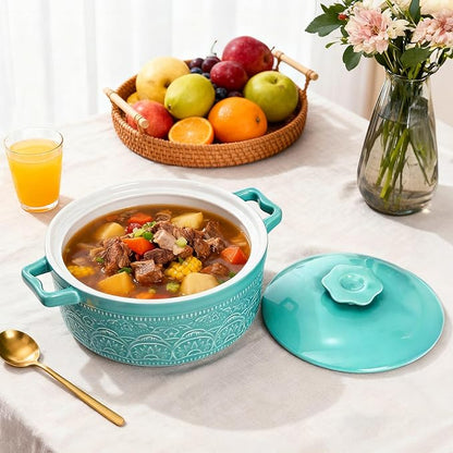 Elsjoy 2 Quart Round Ceramic Casserole Dish