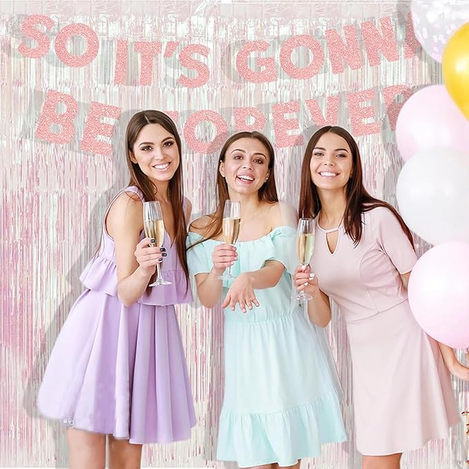 BRAVESHINE Party Decorations Iridescent Foil Fringe Backdrops - 2 Pack 3.2 x 6.5 ft Holographic Tinsel Photo Booths Pros Streamer Curtains for Easter Girl Birthdays Engagement Unicorn Parties - Clear