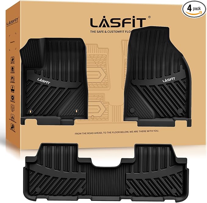 LASFIT Floor Mats for Toyota Highlander 2014-2019 (Not for Hybrid) All Weather Custom Fit Floor Liner for Highlander LE/XLE/SE/Limited/TPE Front and Rear 2 Row Car Mats,Black