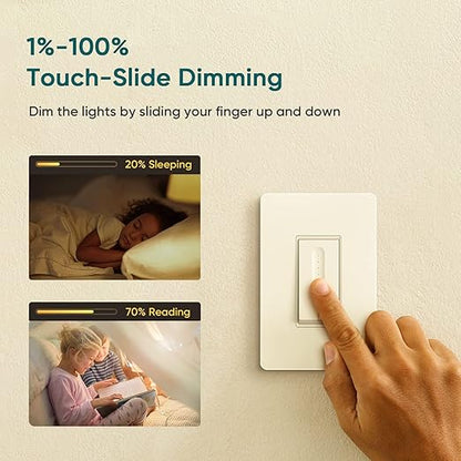 TREATLIFE 3 Way Smart Dimmer Switch 2 Pack, 2 Master 3 Way Dimmable Light