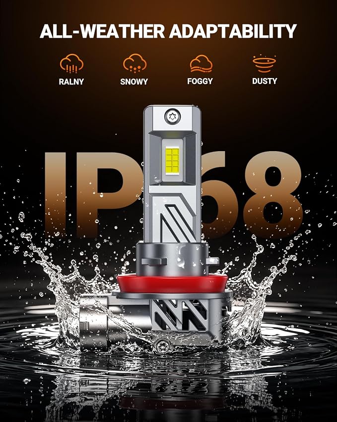 SEALIGHT 9005 H11 Light Bulbs Combo, 88000LM 6500K Output Canbus Ready, 9005/HB3 H11/H8/H9 LED Bulbs For Powersports IP68 80000Hrs Lifespan, 1:1 Size 3Mins Installation, 4 Pack