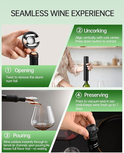 CIRCLE JOY Rechargeable Wine Opener Electric Wine Bottle Opener 7-in-1 Wine