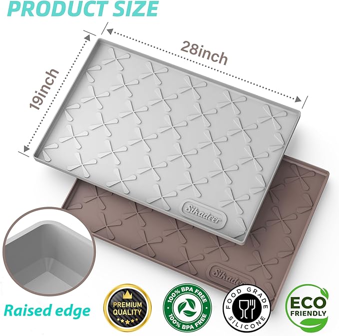 SIKADEER 28" x 19" Under Sink Mat Waterproof, Silicone Mat Kitchen Drawer Shelf