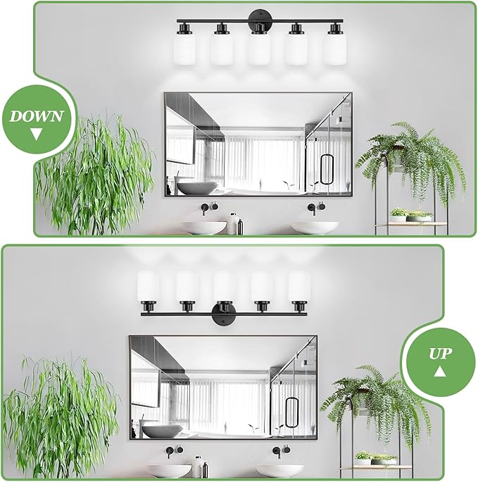 Guliaofo 5-Light Bathroom Light Fixtures, E26 Base Vanity Lights