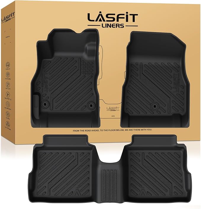 LASFIT Floor Mats for Nissan Versa 2020-2025, Custom Fit All Weather Protection Durable TPE Floor Liners for Nissan Versa S/SR/SV 2025 2024 2023 2022 2021 2020 1st & 2nd Row Car Mats, Black
