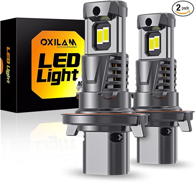 OXILAM H13 9008 Light Bulbs, 800% Ultra Brightness, 6500K White Fog Bulb, Wireless, Plug and Play Halogen Replacement, Pack of 2