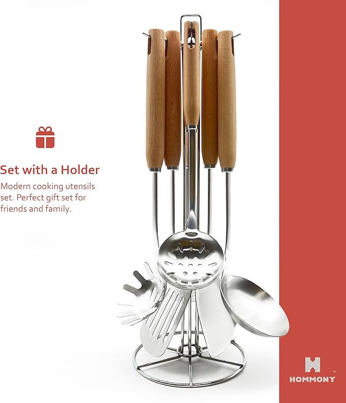 Cooking Utensils Set, 8-Piece 304 Stainless Steel Kitchen Tool Sets