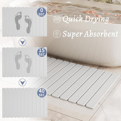 Large Stone Bath Mat 31.5 x 19.7in, Quick Dry Diatomaceous Earth Mats