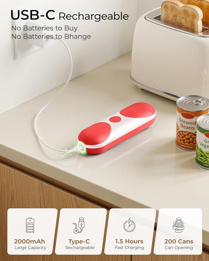 Electric Can Opener, One-Touch Automatic Can Opener, USB Rechargeable Electric