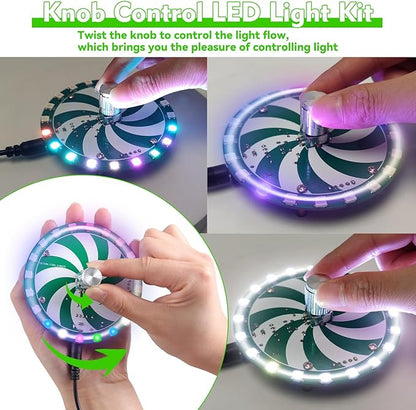 Soldering Learning Kit, ICSTATION WS2812B RGB LED Light Soldering Practice Kit With Knob Control 7 Adjustable Light Modes Soldering Project for Back to School Students STEM Education