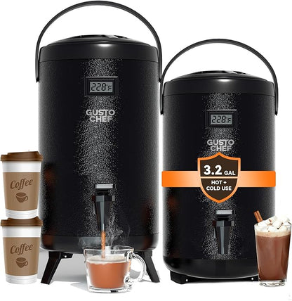 Insulated Beverage Dispenser 3 Gallon, Hot&Cold Drink Dispenser