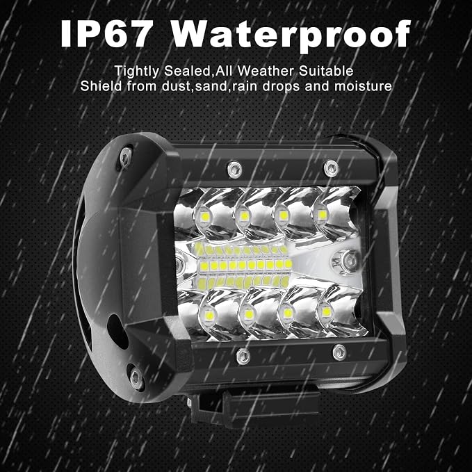 8PCS LED Pods, 4 Inch 60W LED Light Bar, 4PCS Spot Flood Combo Off Road Light Triple Row LED Work Light 6000LM Driving Fog Lamps for Pickup Truck Jeep ATV UTV SUV Boat Light