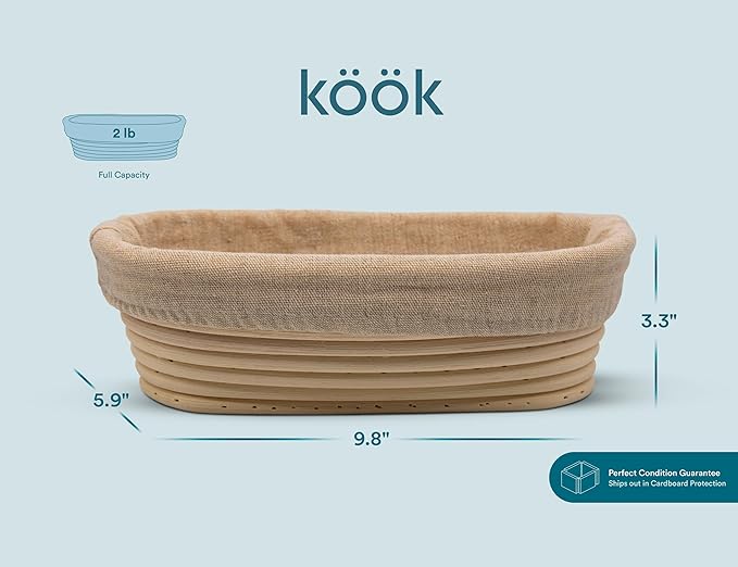 KooK Dutch Oven with Lid, Enameled Cast Iron Bread Baker, Dual Handles
