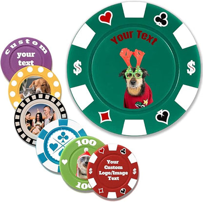 Custom Poker Chips Personalized Plastic Poker Chips with Logo Funny Parties Chips Print Your Photo or Text Golf Ball Markers for Putting Green DarkGreen