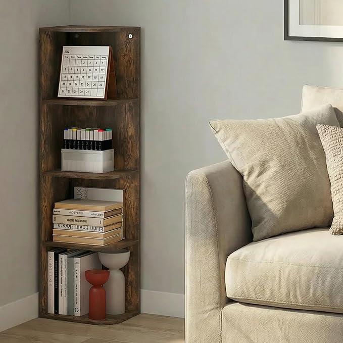 Furinno PASIR Book Shelf, 4-Tier Corner Bookshelf