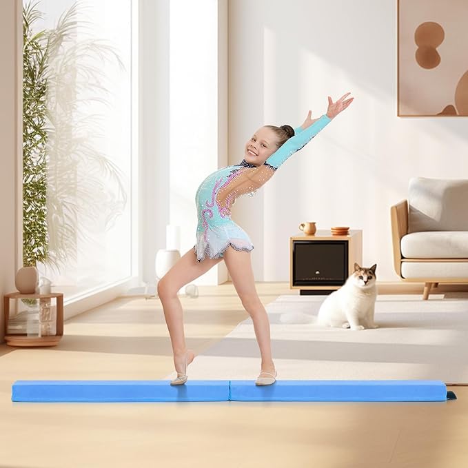 Giantex 7FT/8FT/9FT Balance Beam, Folding Gymnastics Beam w/Carry Handles