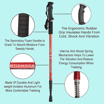 Aihoye Hiking Trekking Poles, 2 Pack Collapsible, Lightweight, Anti Shock, Walking Sticks, Adjustable Hiking Pole for Men and Women