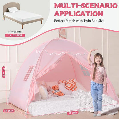 Sumbababy Full Size Bed Canopy for Kids：Girls Bed Tent Dream Privacy Sleeping Tents Indoor - Toddler Under Bunk Pink Tent - Girls & Boys Bedroom Privacy Space Sleeping Tents Gifts (Large Pink)