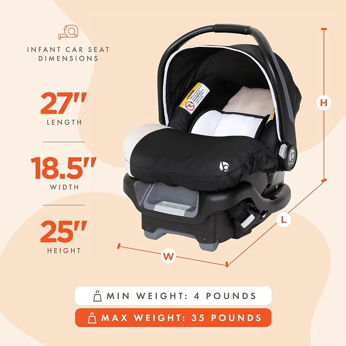 Baby Trend Ally Newborn Baby Infant Car Seat Carrier Travel System with Harness and Extra Cozy Cover for Babies up to 35 Pounds, 2 Pack, Khaki